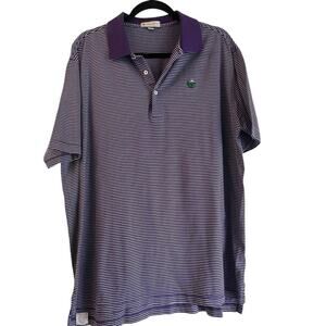 Peter Millar Thistle Golf Club Short Sleeve Shirt Purple White Stripe Large